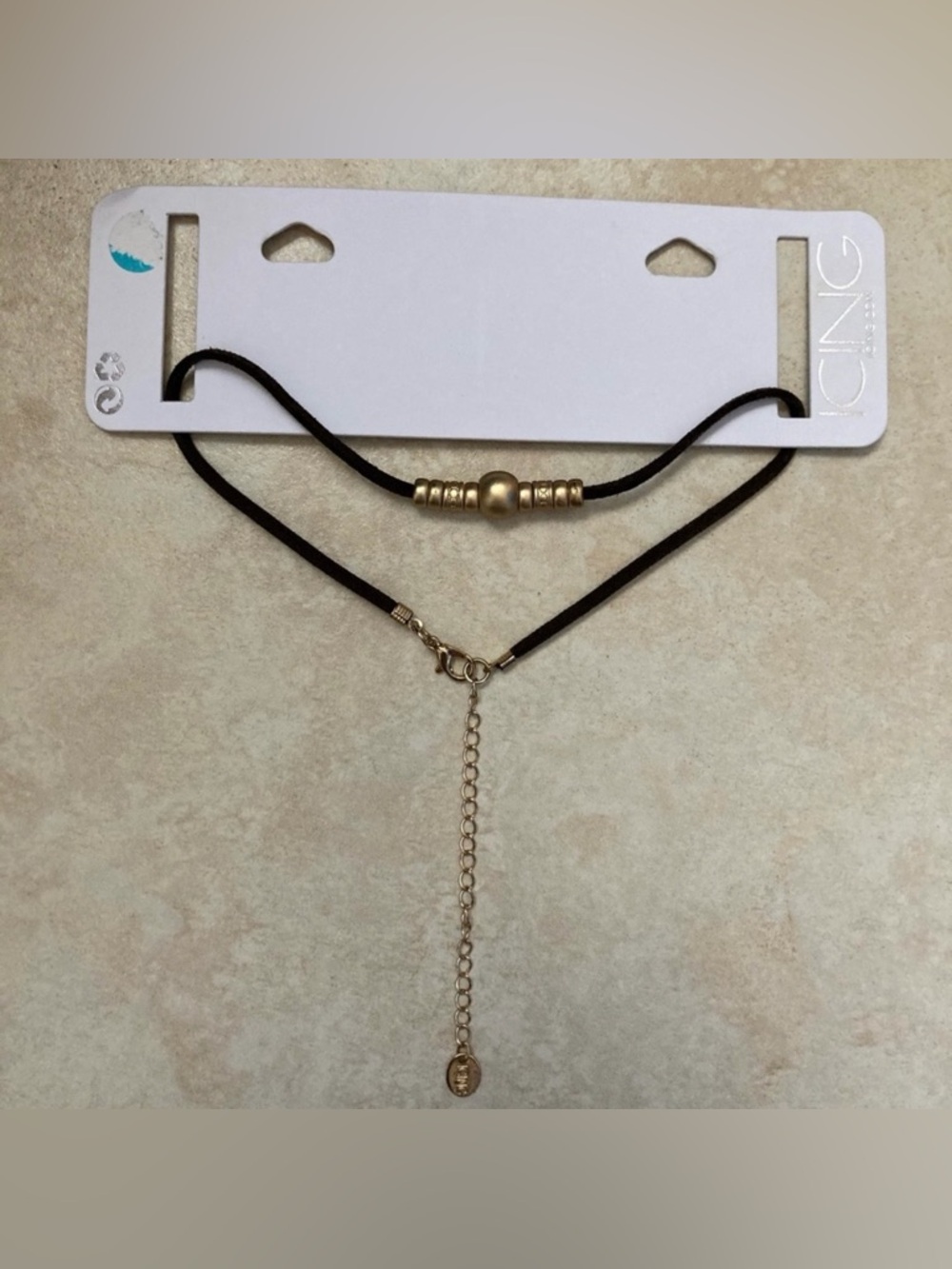 *BRAND NEW* Icing Gold Bead Black Suede Choker Adjustable Necklace